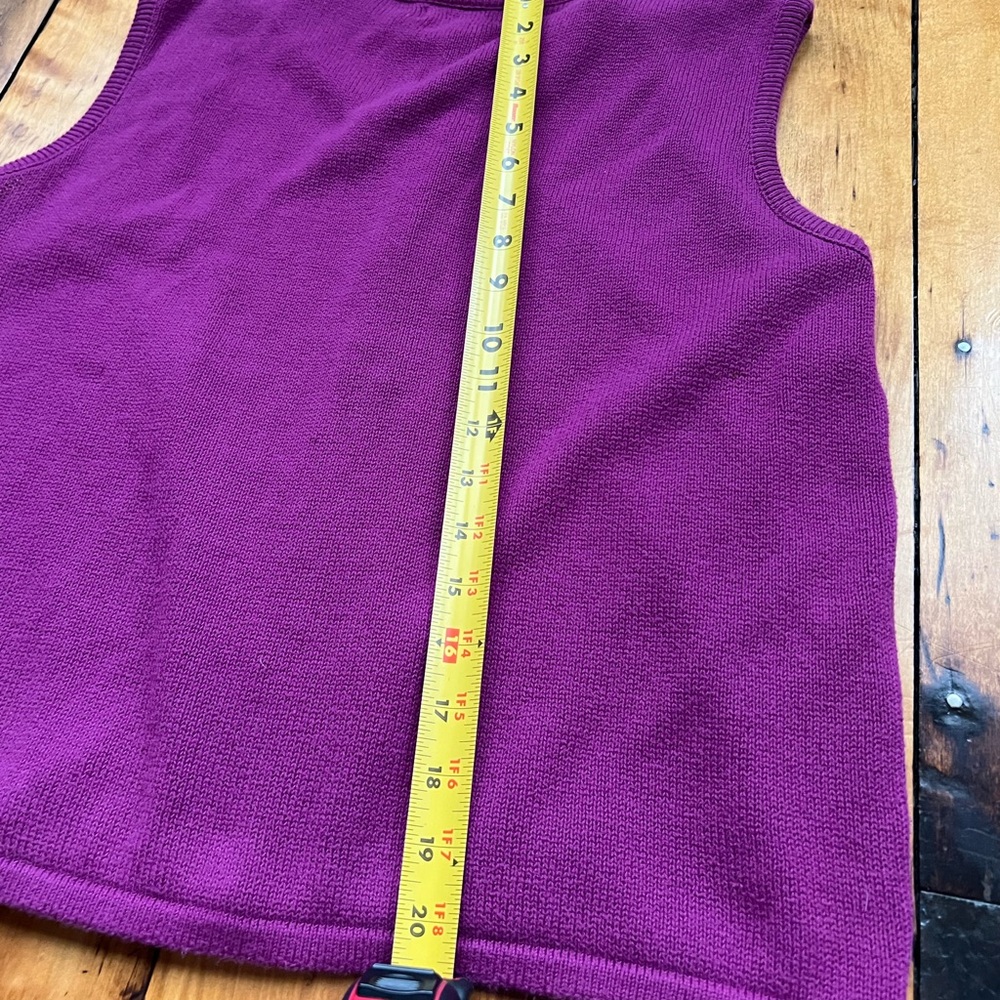 VTG LL Bean Women’s Large Purple Cardigan Sweater Vest Button USA Made 70’s 80’s - Picture 4 of 6